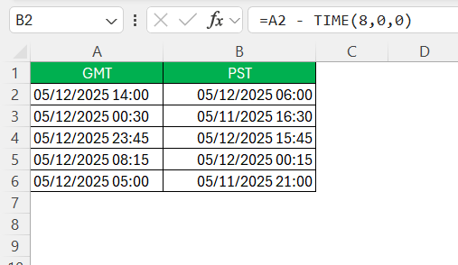 GMT to PST