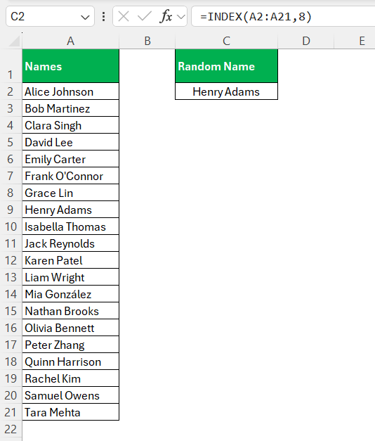 Random Name Generator in Excel