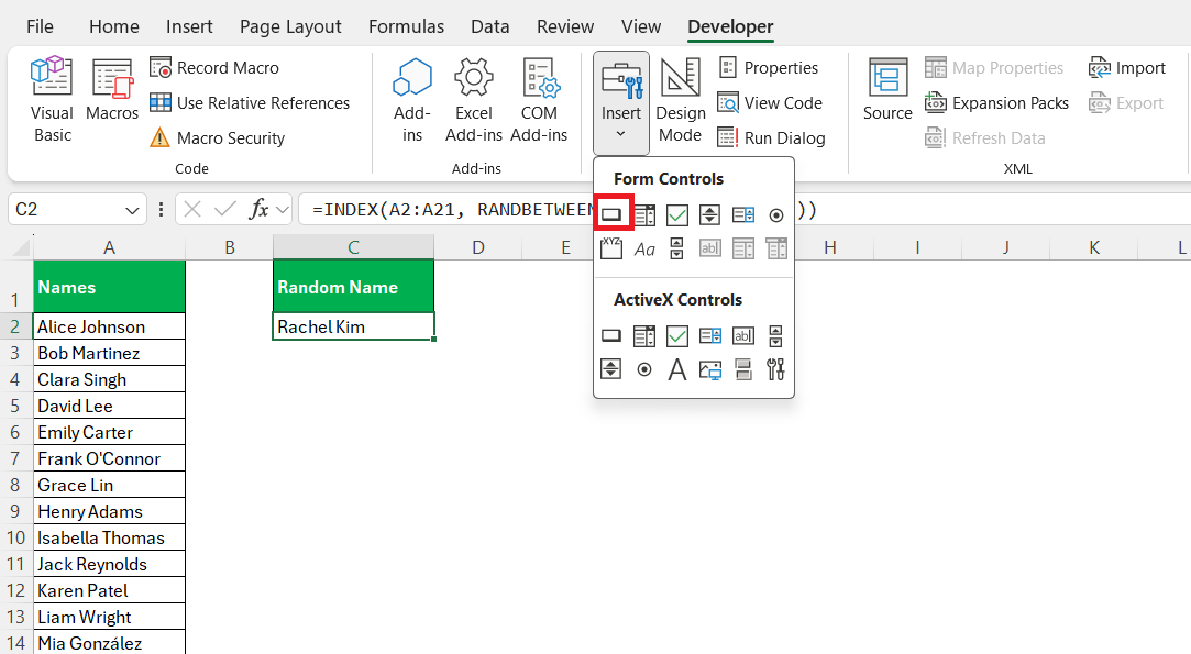 Random Name Generator in Excel