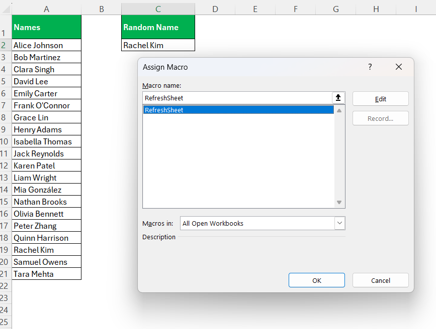 Random Name Generator in Excel