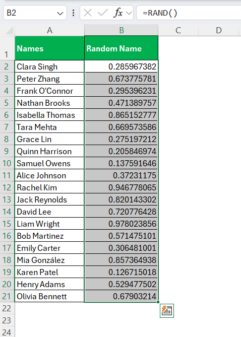 Random Name Generator in Excel