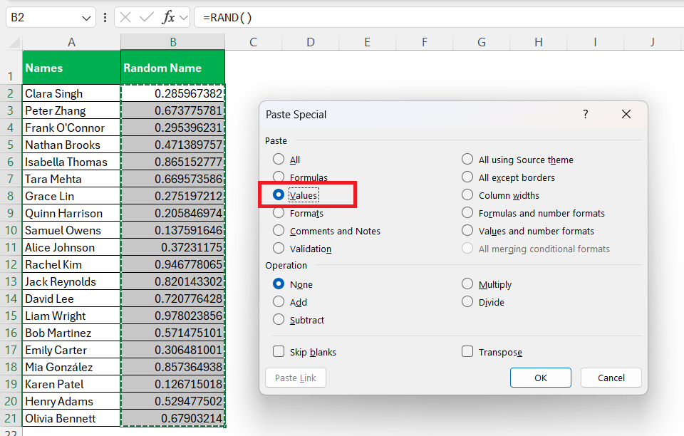 Random Name Generator in Excel