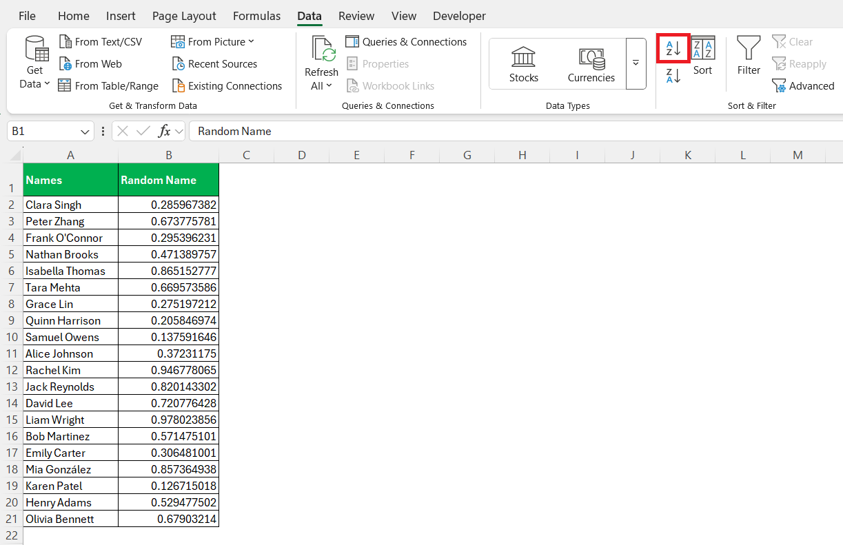 Random Name Generator in Excel