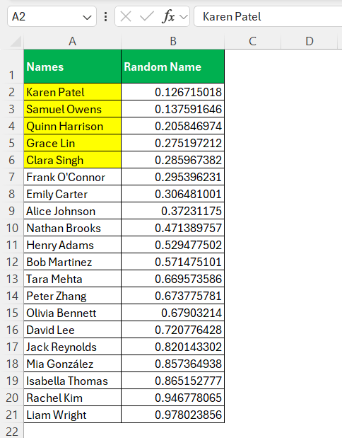 Random Name Generator in Excel