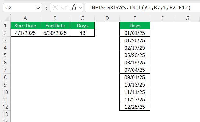 Calculate Days Between Two Dates