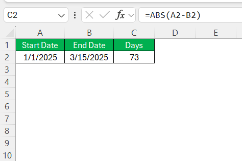 Calculate Days Between Two Dates