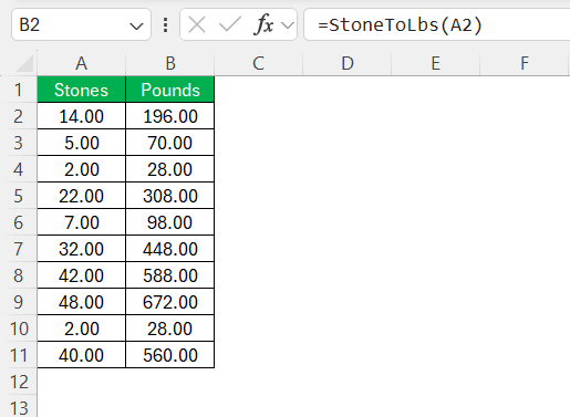 Stone to Lbs
