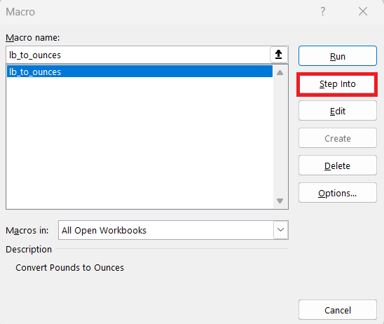 Lb to Ounces in Excel