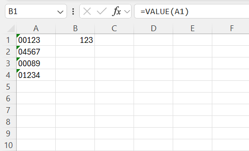 Remove Leading Zeros in Excel