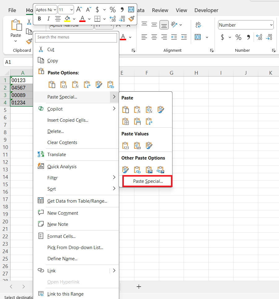 Remove Leading Zeros in Excel