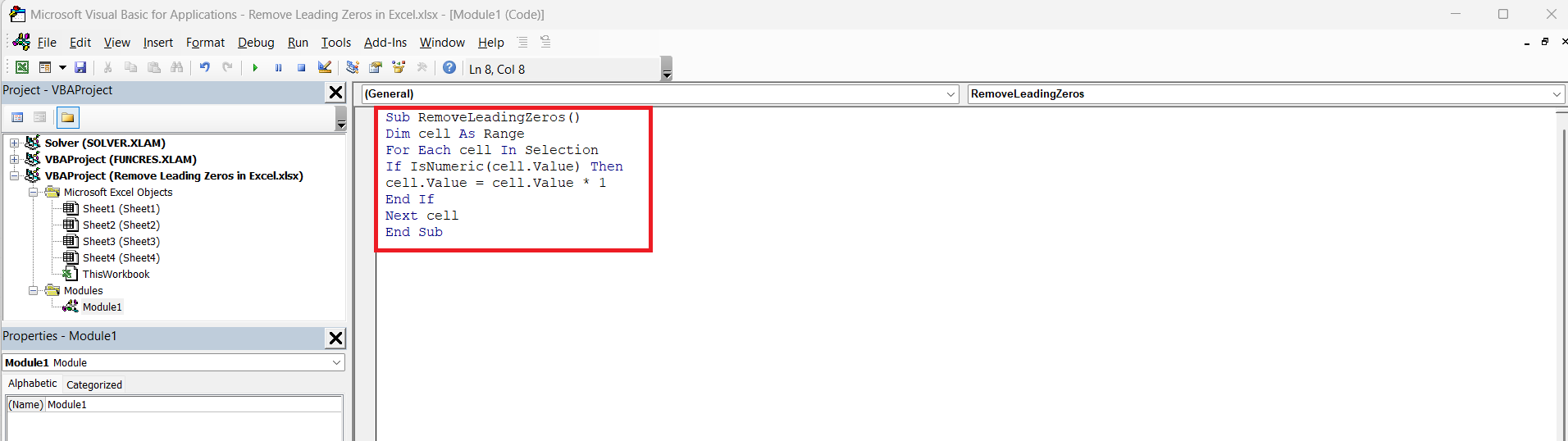 Remove Leading Zeros in Excel