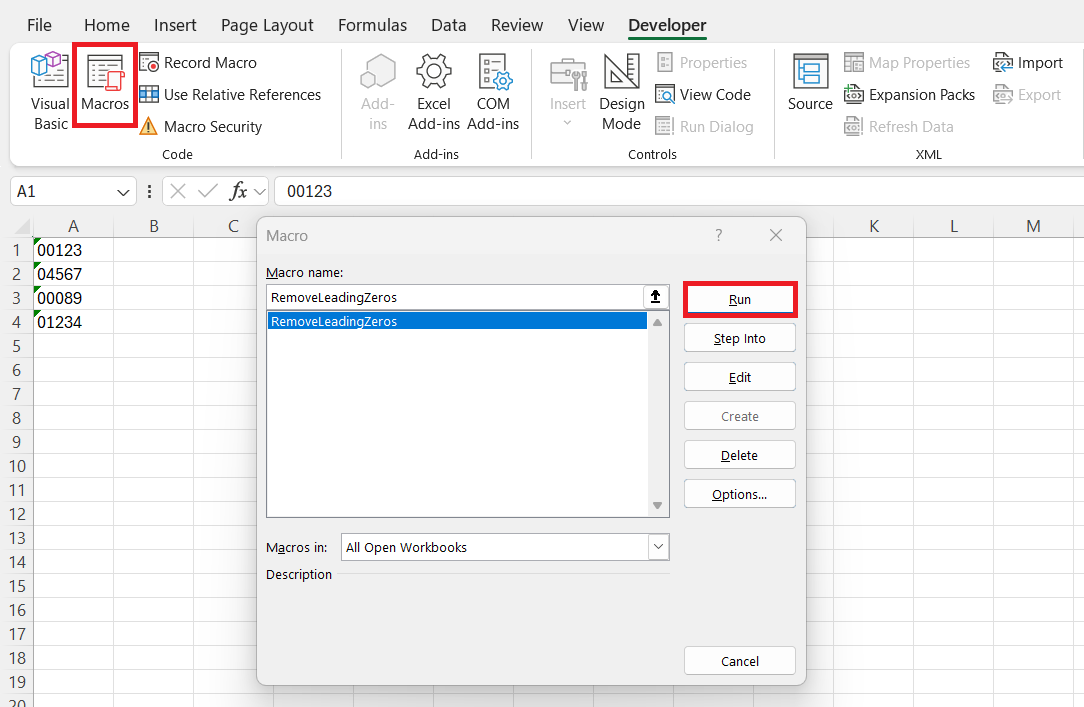 Remove Leading Zeros in Excel
