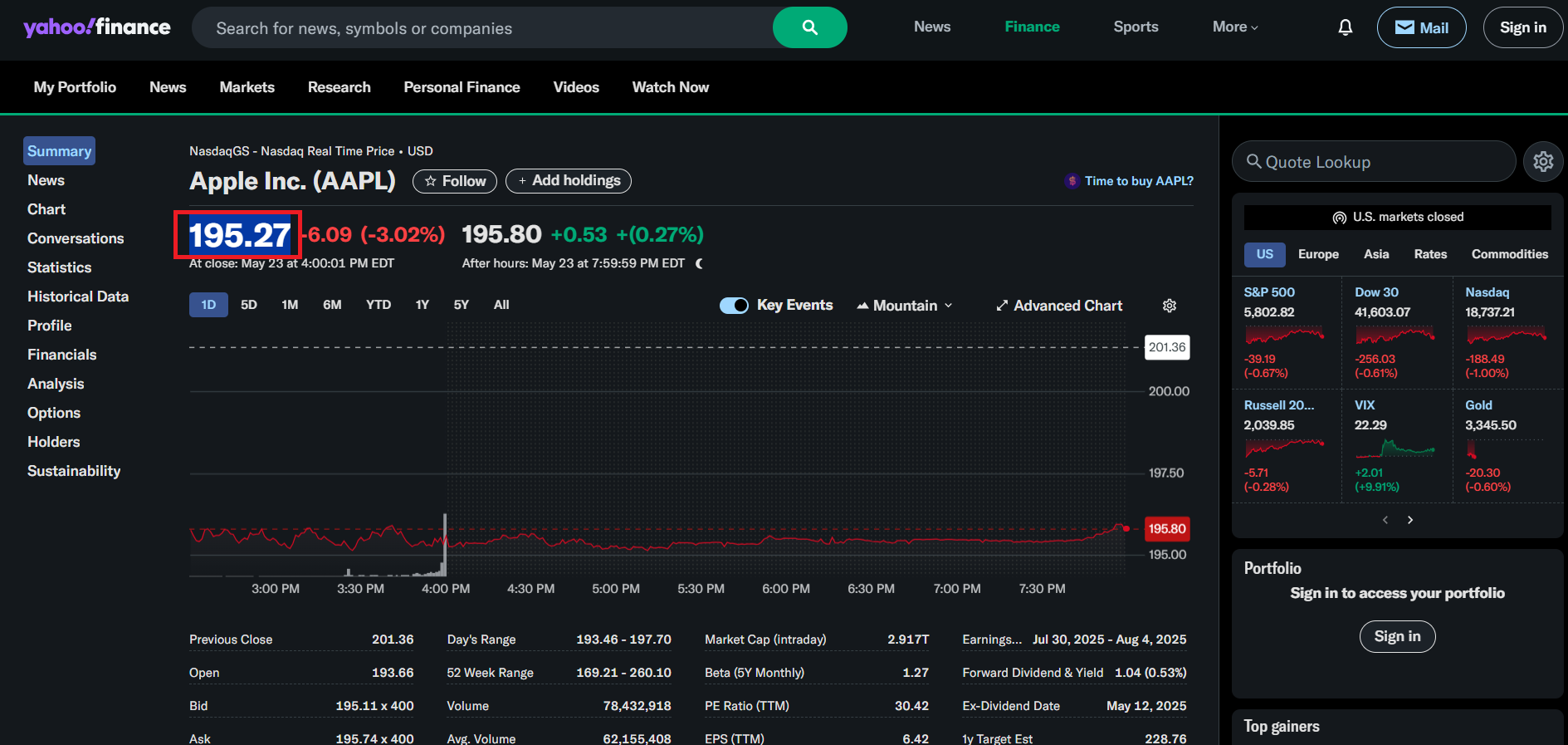 Yahoo Stock Quotes