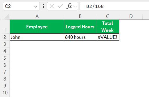 Hours to Weeks in Excel