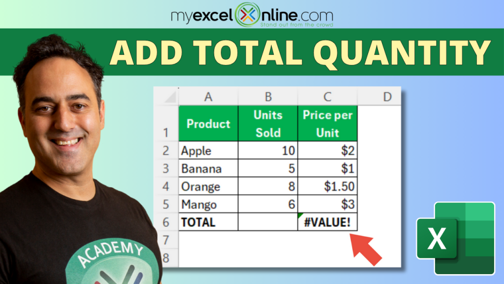Formula to add Total Quantity