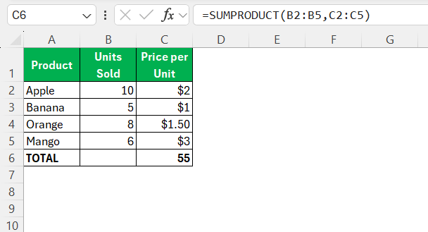 Formula to add Total Quantity