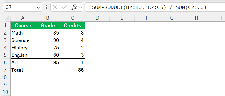 Formula to add Total Quantity