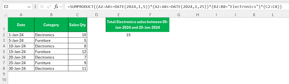Formula to add Total Quantity