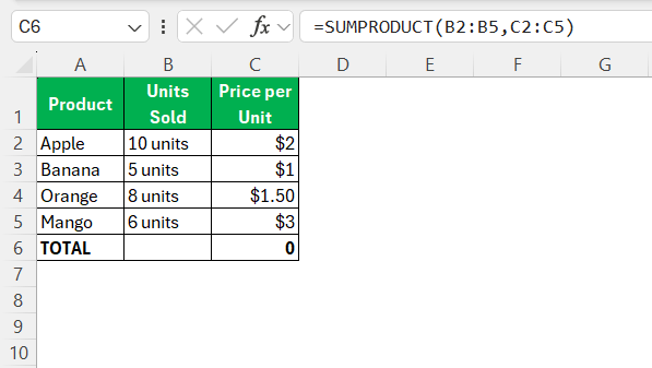 Formula to add Total Quantity