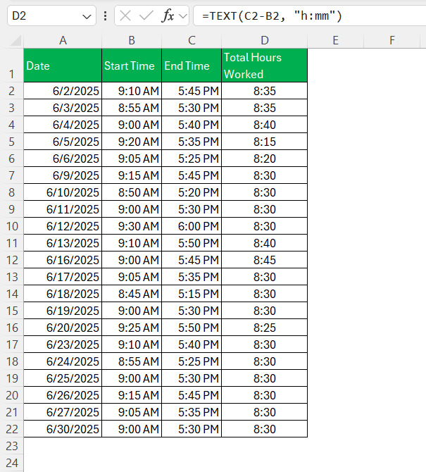 Hours in a Month