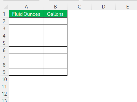 128 Oz to Gal in Excel