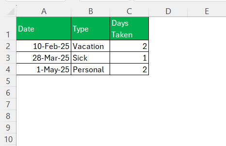 PTO Calculator in Excel