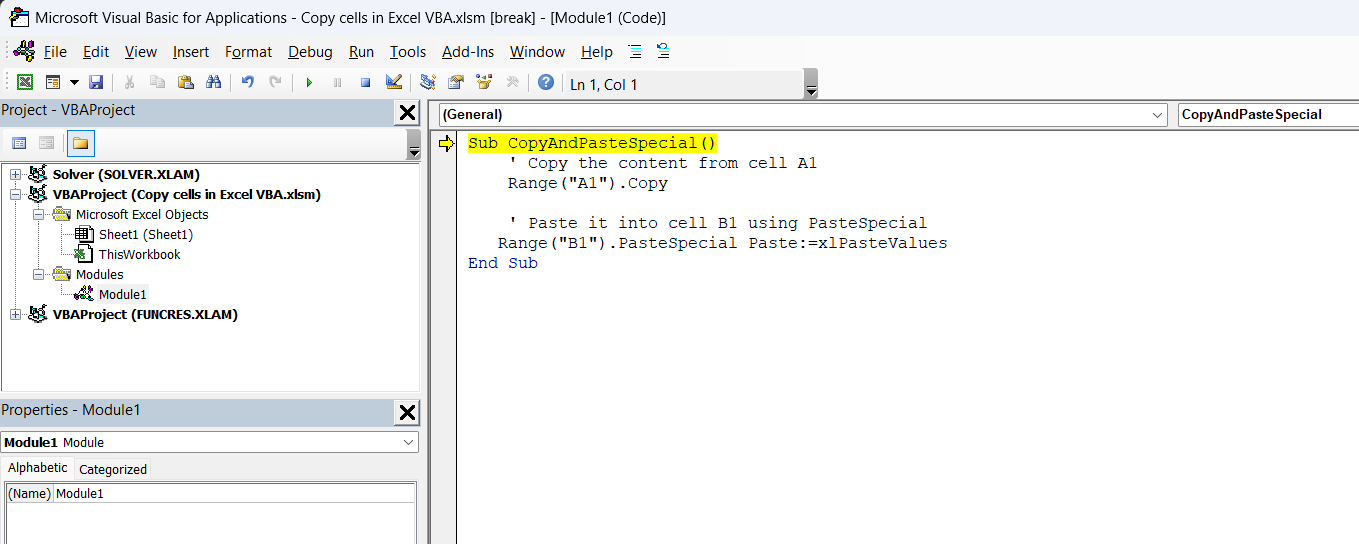 Copy Text from One Excel Cell to Another