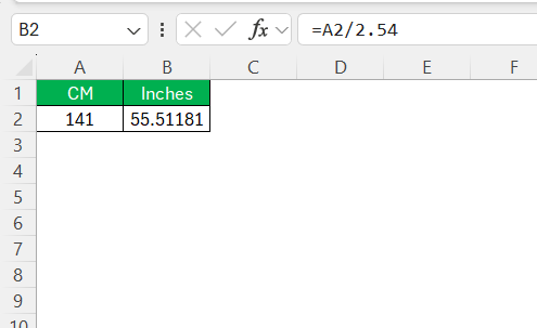 Decimal to Inches in Excel