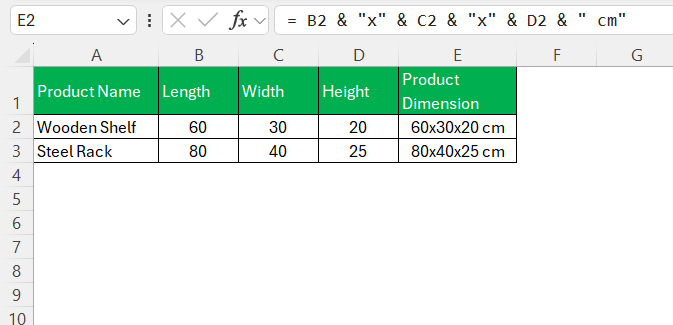 Product Dimension