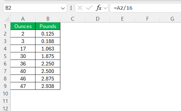 2 Oz to Lbs