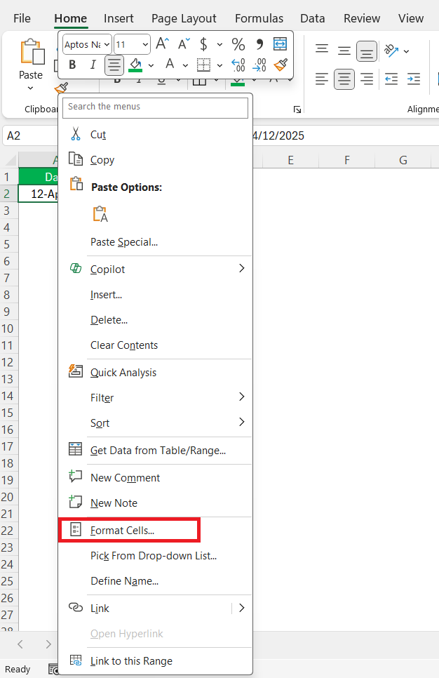 US Date Format in Excel