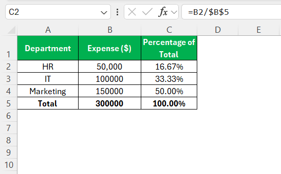 Excel Percentage Growth