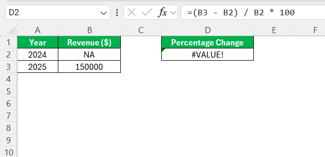 Excel Percentage Growth
