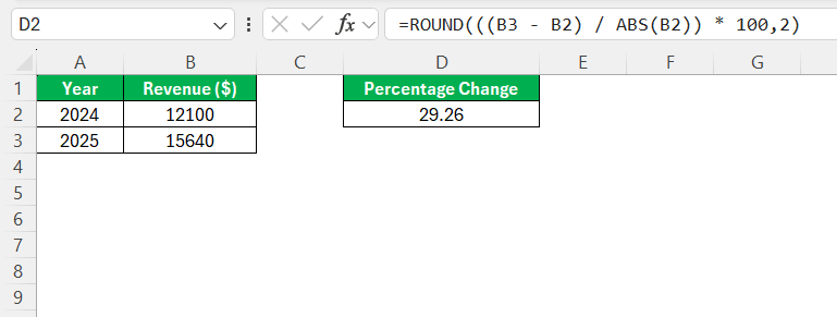 Excel Percentage Growth
