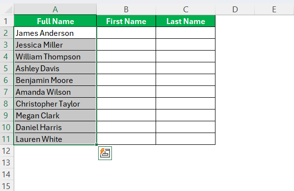How to Separate First and Last Name in Excel