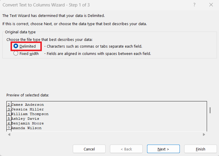 How to Separate First and Last Name in Excel