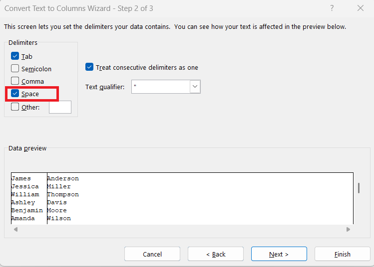How to Separate First and Last Name in Excel