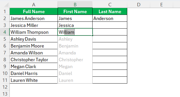 How to Separate First and Last Name in Excel