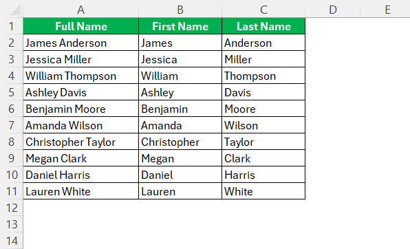 How to Separate First and Last Name in Excel