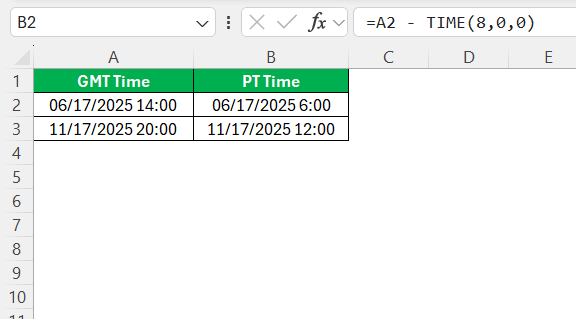 GMT to PT