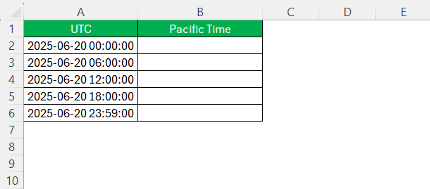 UTC to Pacific