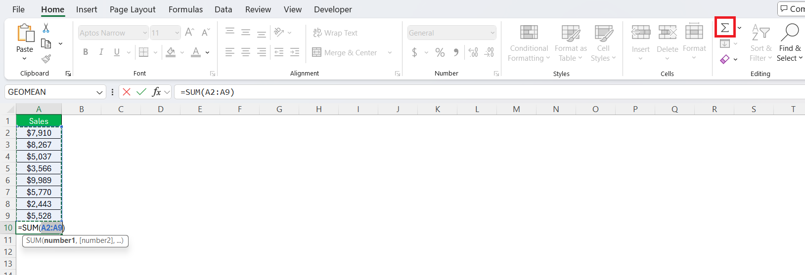 How to Total a Column in Excel
