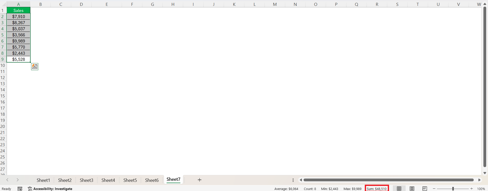 How to Total a Column in Excel