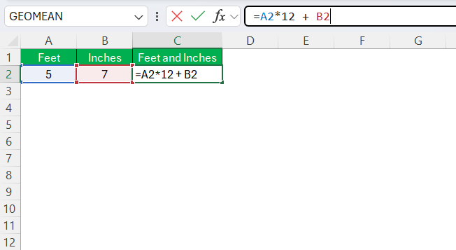 5'7 Feet to Inches