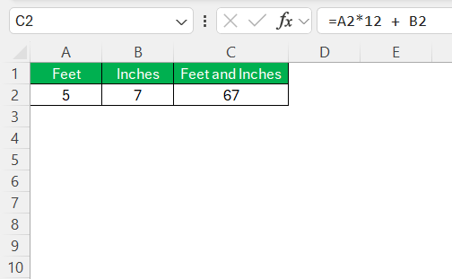 5'7 Feet to Inches