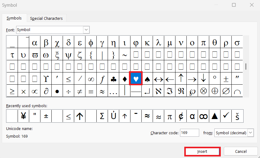 Font Symbols in Excel