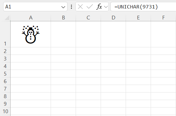 Font Symbols in Excel