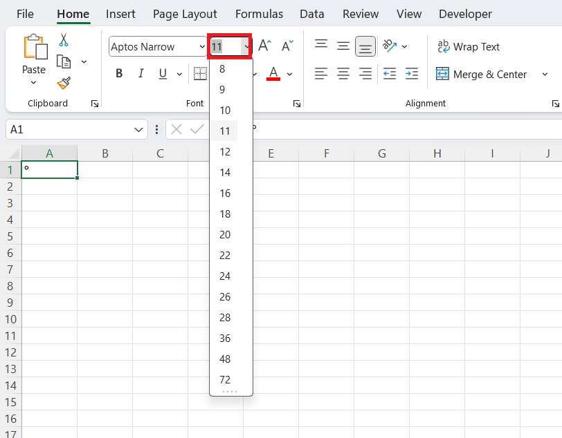 Font Symbols in Excel