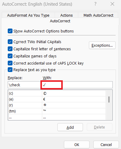 Font Symbols in Excel