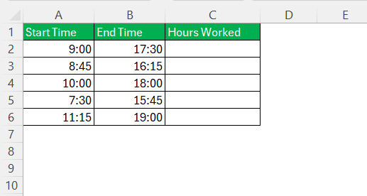 Calculate Hours and Minutes Worked